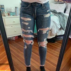 Dark distressed jeggings